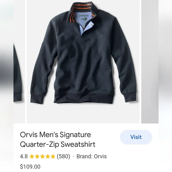 Orvis Men's Signature Quarter Zip Sweatshirt Grey Size XL - Picture 13 of 16